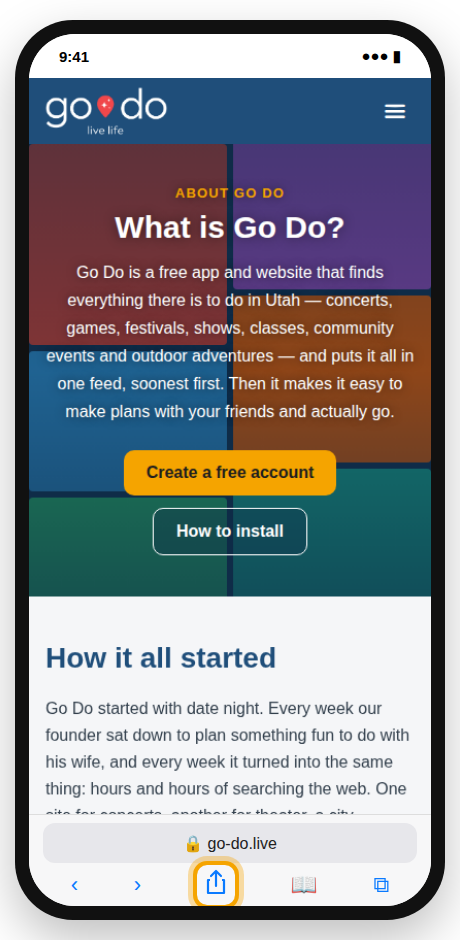 Tap the Share button